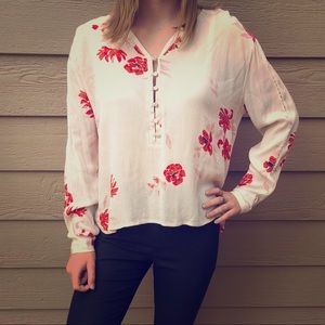 Cream Flowered Blouse